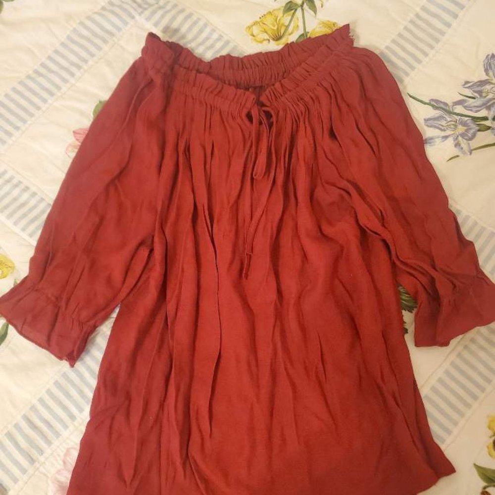 Korean Boutique Maroon Peasant Blouse